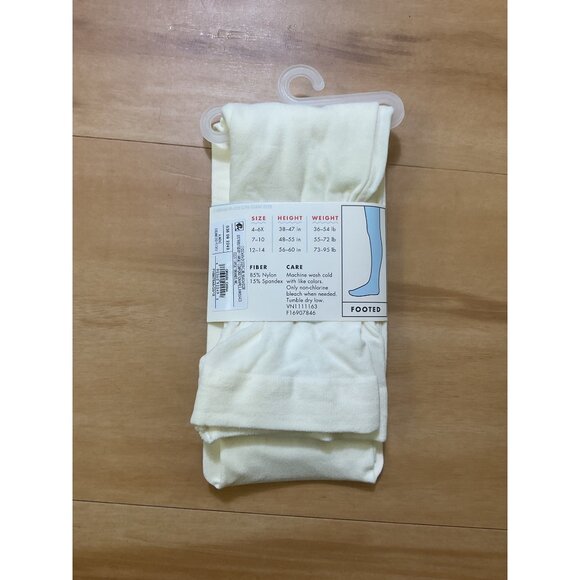 Toddler Cat & Jack Footed Tights 12-14 Ivory - Picture 2 of 2